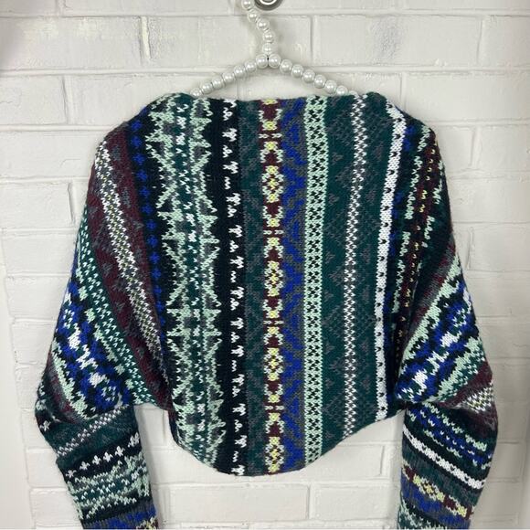 Free People Fair Isle Carnival Knit Cropped Shrug Sweater Size S - Picture 12 of 12